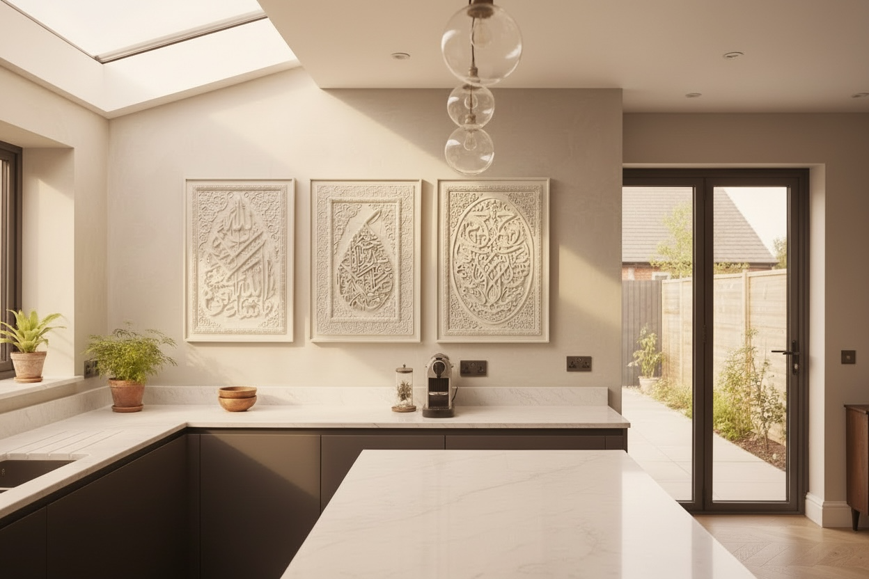 Salawat 3D Islamic Wall Art – Beige Stone Effect Relief | 120cm x 80cm