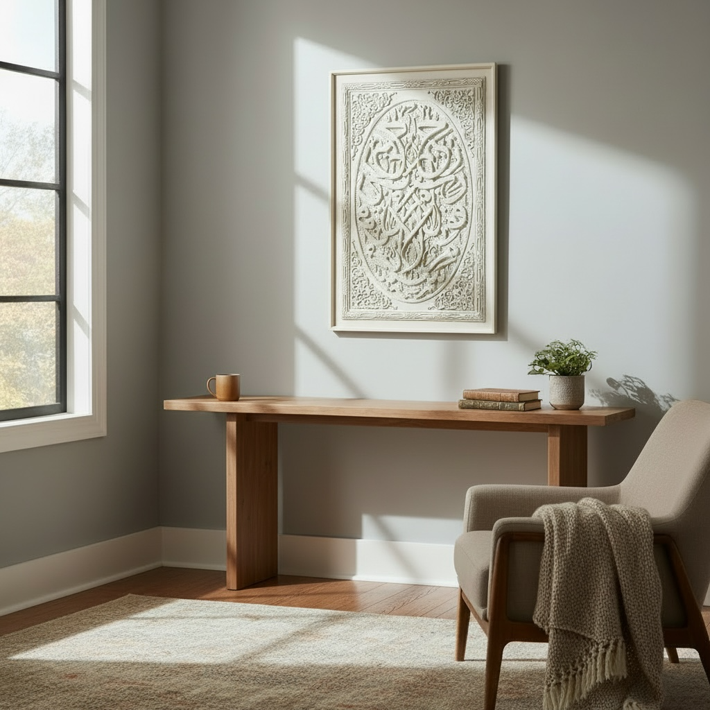 Salawat 3D Islamic Wall Art – Beige Stone Effect Relief | 120cm x 80cm